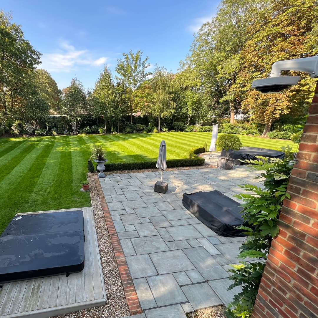 Clean communal area after professional sweeping, hedge trimming, and waste removal
