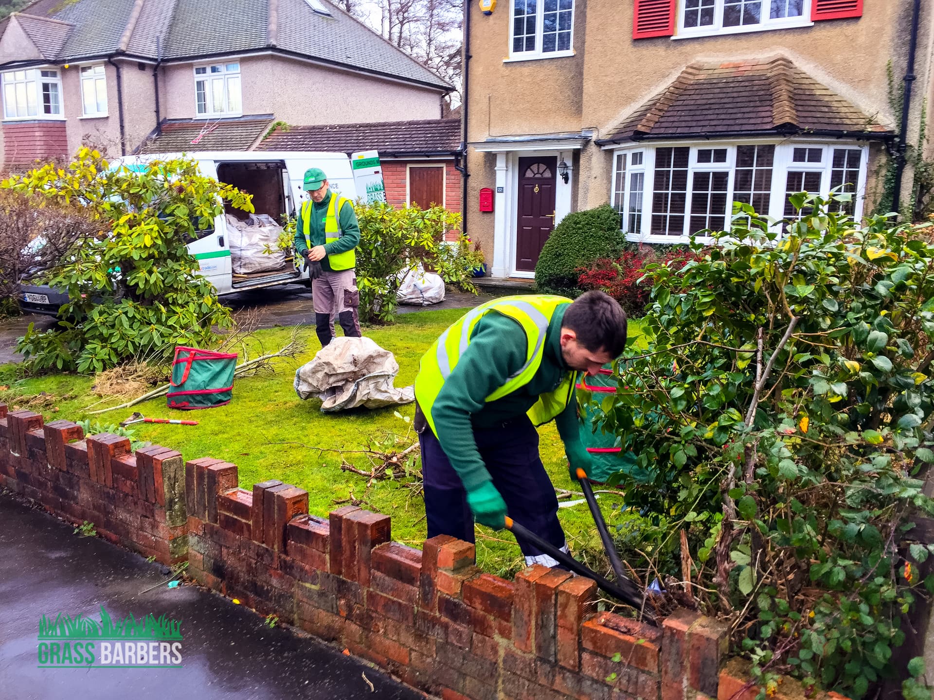 Grass Barbers professional garden clearance team removing overgrown brambles and ivy in London