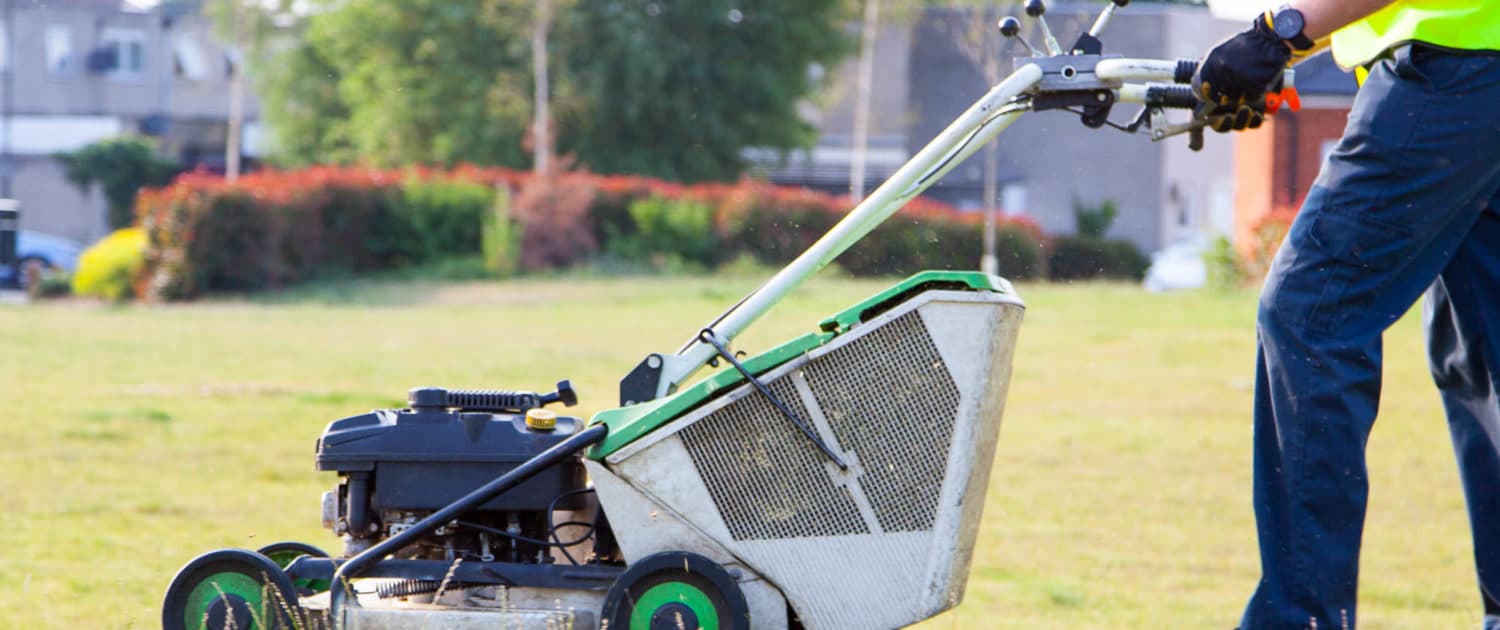 Professional grounds maintenance team performing site upkeep in London